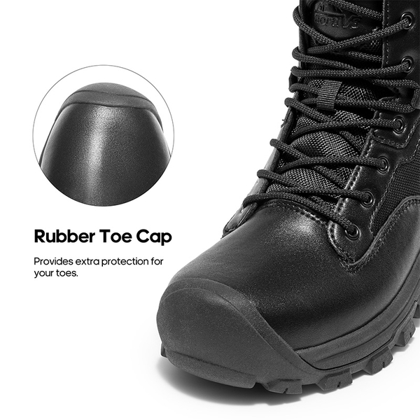 Men's Cap-Toe Waterproof Tactical Work Boots - BLACK - 1
